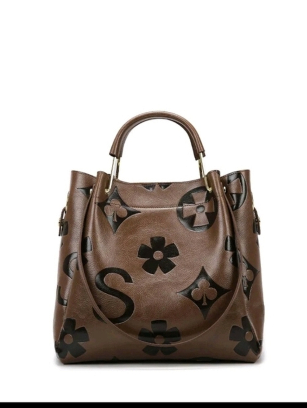 Hottest Trend Brown Floral Embossed Tote Bag - Stylish Women's Handbag